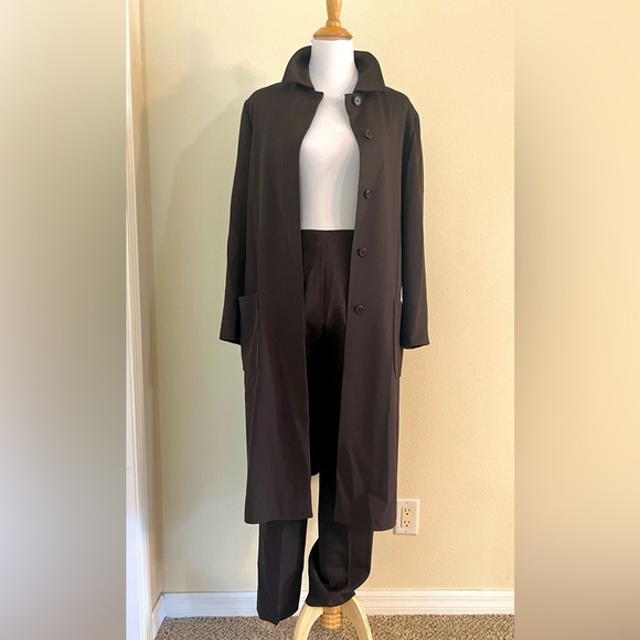 3-piece Henri Bendel 90’ Wool LONGLINE CLASSIC COAT suit set Espresso women 14 - Picture 2 of 16